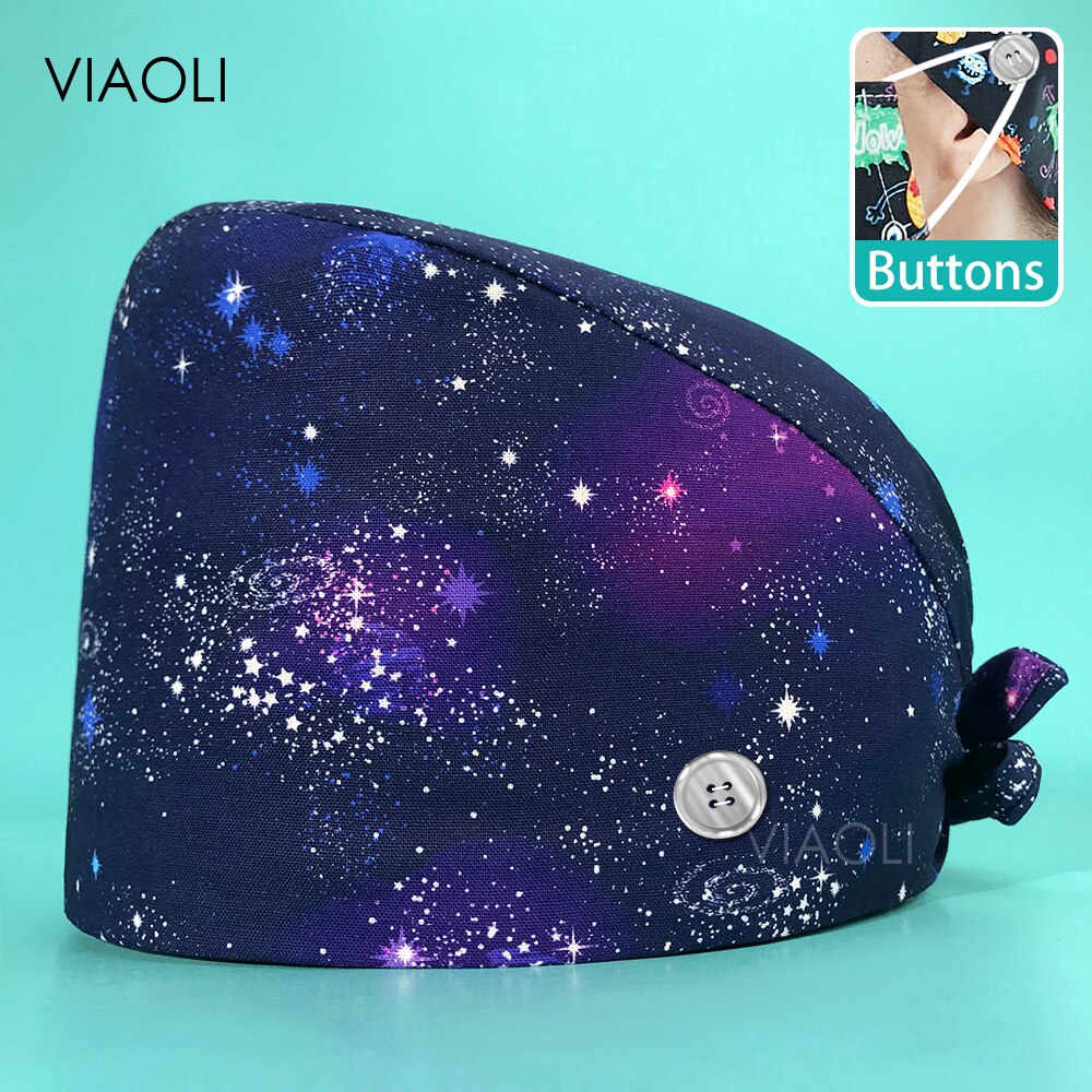 Cartoon Printing Verstelbare Scrub Cap Schoonheidssalon Verpleging Cap Laboratorium Werk Cap Pet Shop Sanitaire Dragen Scrub Cap Unisex