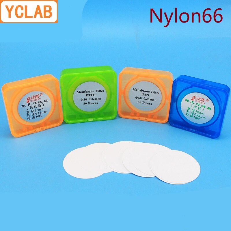 Yclab Nylon66 Microporeuze Filter Membraan Diameter 25/50/60 Mm Diafragma 0.22/0.45um 50 Stks/pak