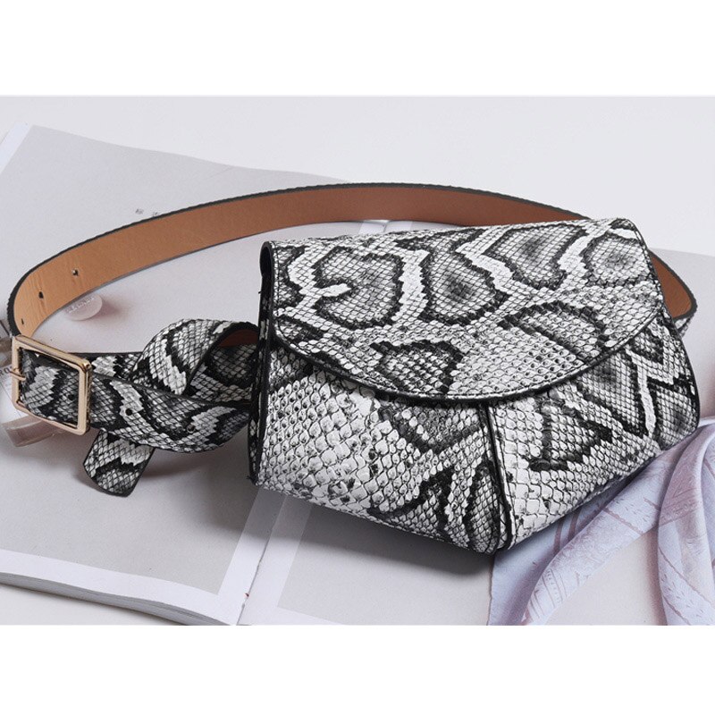 Fanny Pack Vrouwen Riem Tas Serpentine Vintage Taille Zakken Meisje Mode Bum Pouch Telefoon Lederen Borst Packss LW0808: Gray