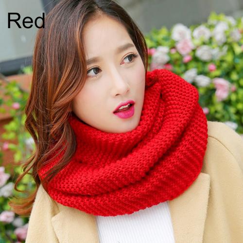 Wollen sjaal breien fiets nekwarmer zachte herfst winter warme dames effen kleur trui halsdoek gebreide sjaal: Rood