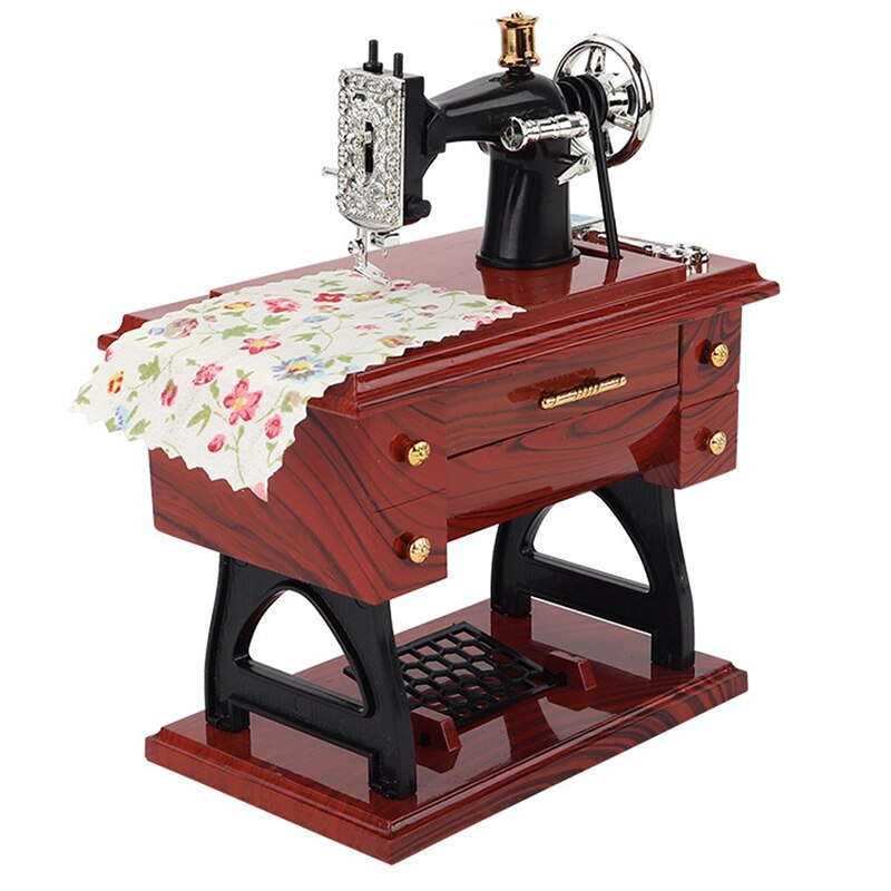 Music Box Sewing Machine Music Box European Crafts Retro Sewing Clockwork Home Crafts Decoration Birthday