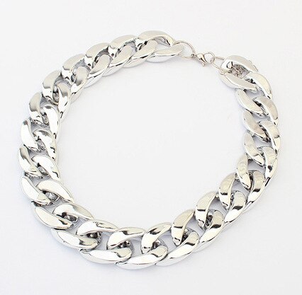Vrouwelijke Mode Hip Hop Korte Kettingen Punk Goud Zilver Kleur Dikke Ketting Statement Ketting Vrouwen Sieraden: Silver