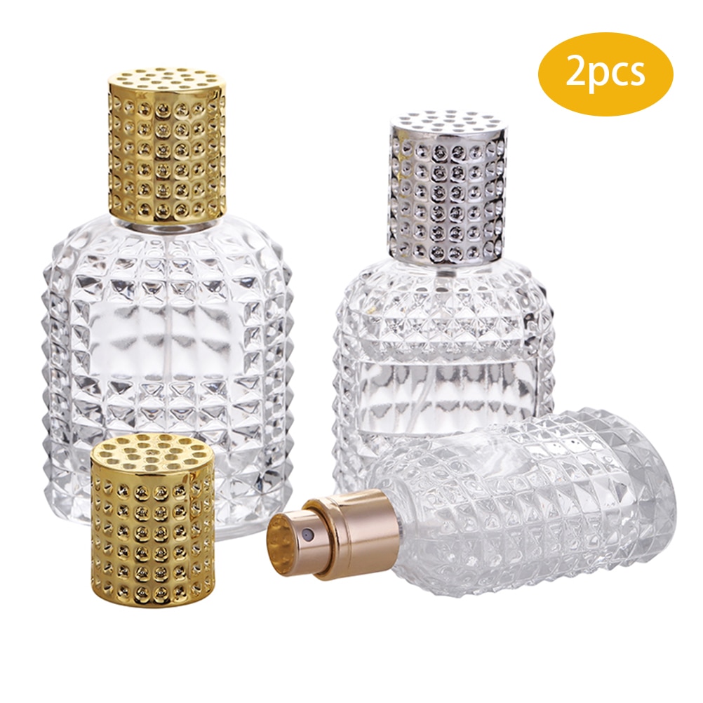 2 stuks heldere navulbare glazen spray navulbare parfumflesjes verstuiver kristal lege cosmetische container reisorganizer 30ml 50ml: 50ml