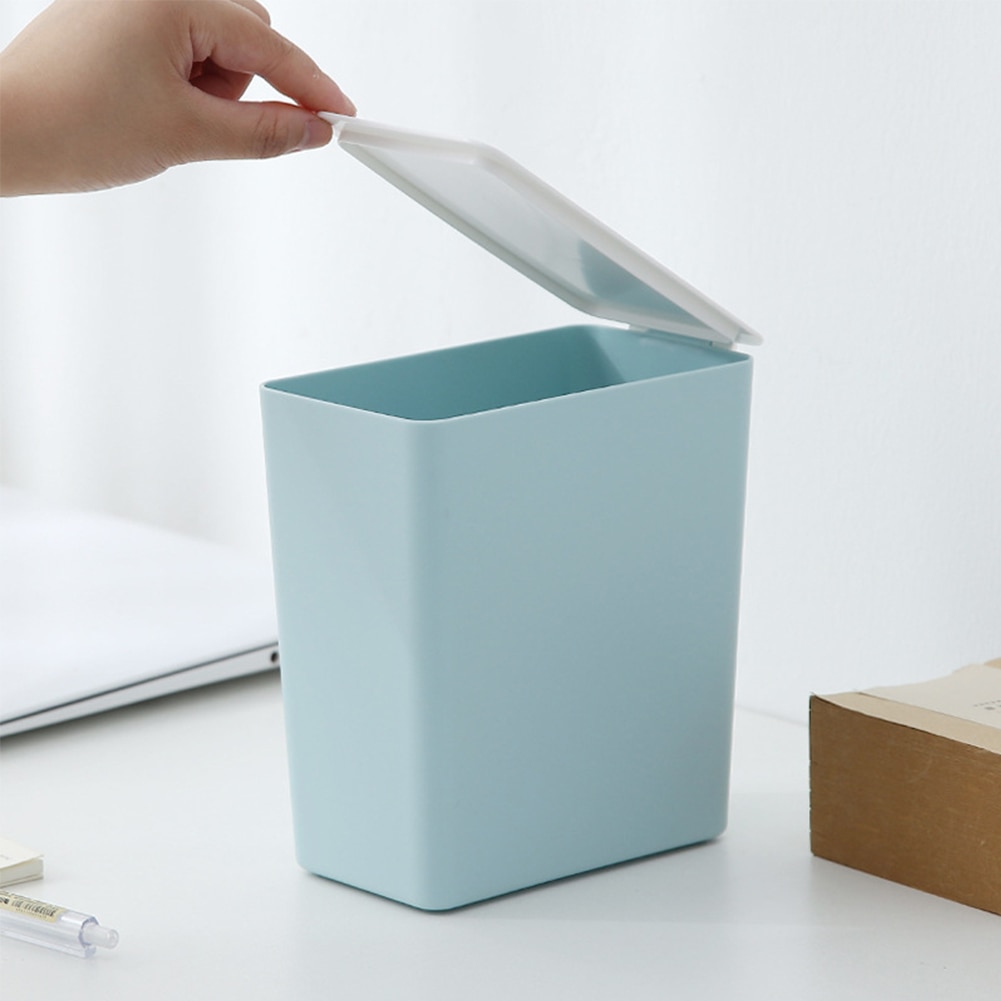 Boîte de rangement de bureau avec couvercle | Mini corbeille à ordures de bureau avec couvercle de Table poubelle en plastique de bureau à domicile boîte de rangement de bureau poubelle boîte de seau pour articles divers