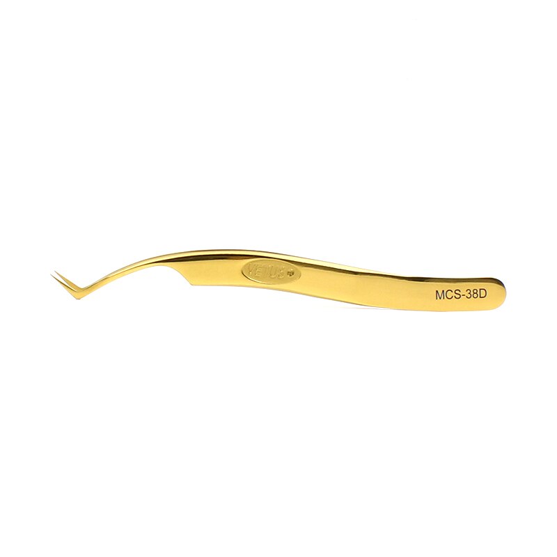 VETUS Tweezers Golden Steel Stamp Brand Styles MCS D Series Premium Pincers for Eyelash Extension: 38D-Gold