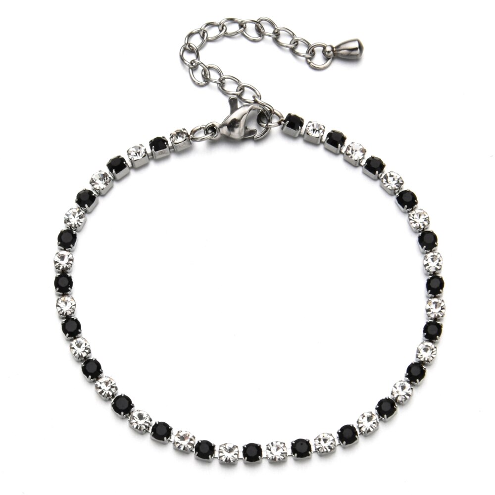 Neue Multicolor Edelstahl Strass Armband Shiny Cubic Zirkon Tennis Ketten Armbänder für Frauen Mädchen Schmuck: C