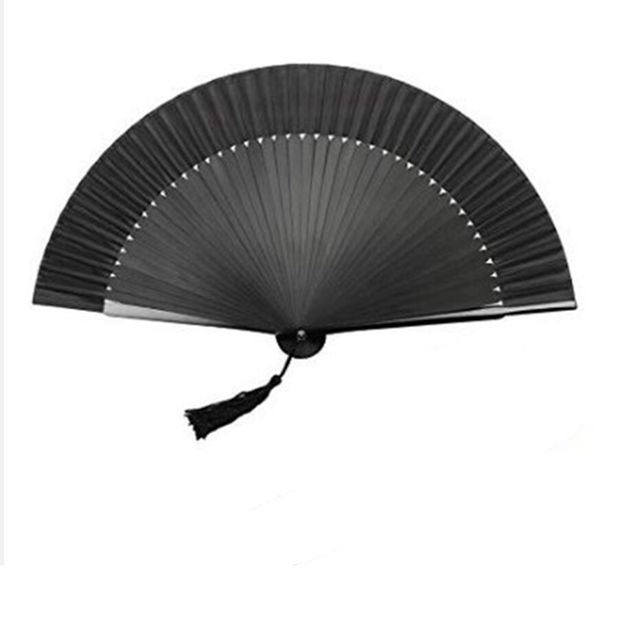 Black Carved Hand Held Folding Fans Bamboo Wood Silk Hand Fan For Events Party Wedding Home Decoration: Only hand fan