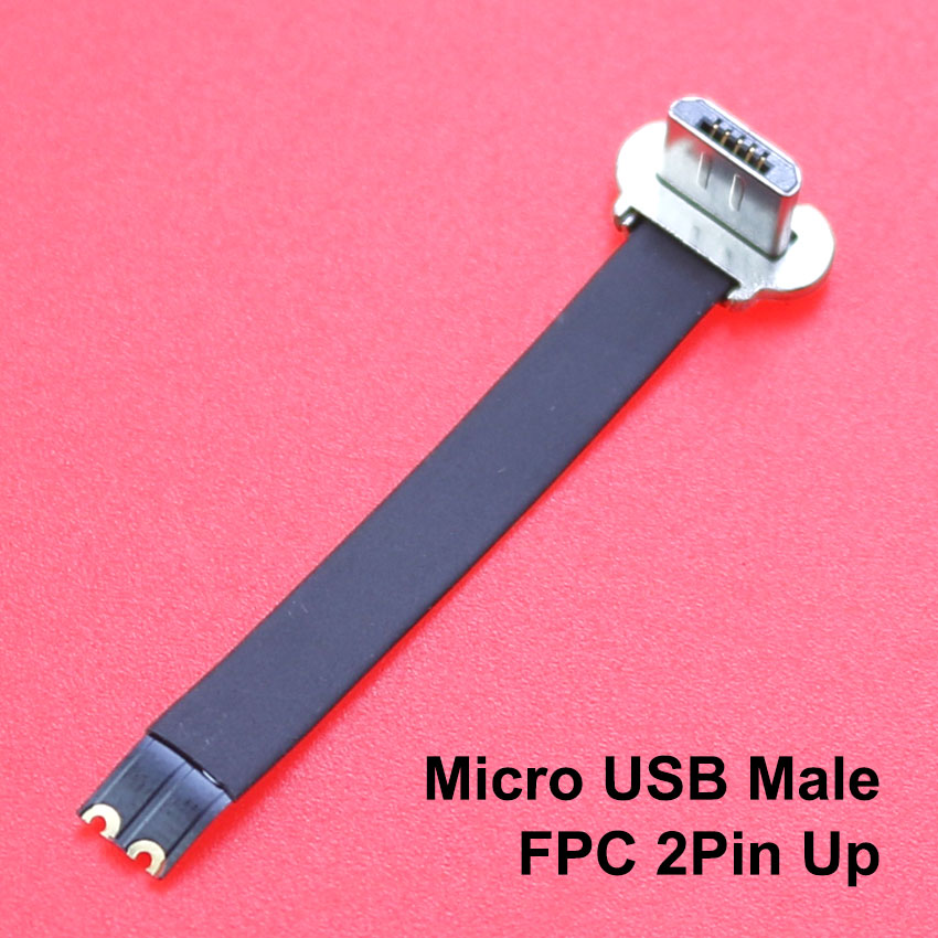 Conector Micro USB tipo C FPC 2 pines 3 pines con resistencia R1 Cable plano suave Cable de carga macho extensión de Cable de carga rápida para teléfono: Castaño