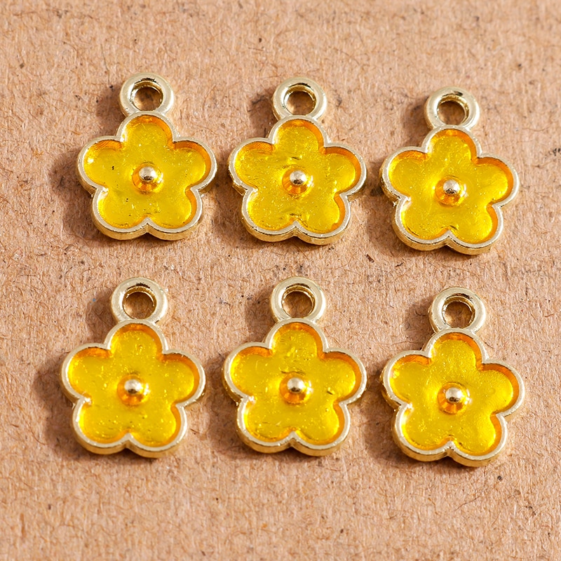 10Pcs 9*12Mm Lichtmetalen Enamel Leuke Bloem Bedels Voor Sieraden Maken Diy Handgemaakte Vrouwen Oorbellen Hangers kettingen Accessoires: Yellow Color