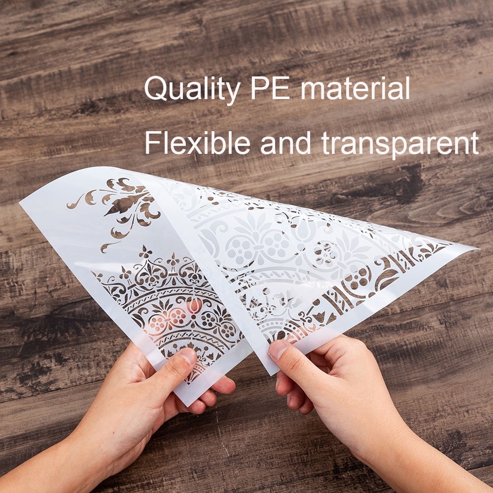 A4 A3 A2 Veer Mandala Stencil voor Muurschildering DIY Scrapbooking album Papieren Kaart Maken Craft Decoratieve Embossing Template