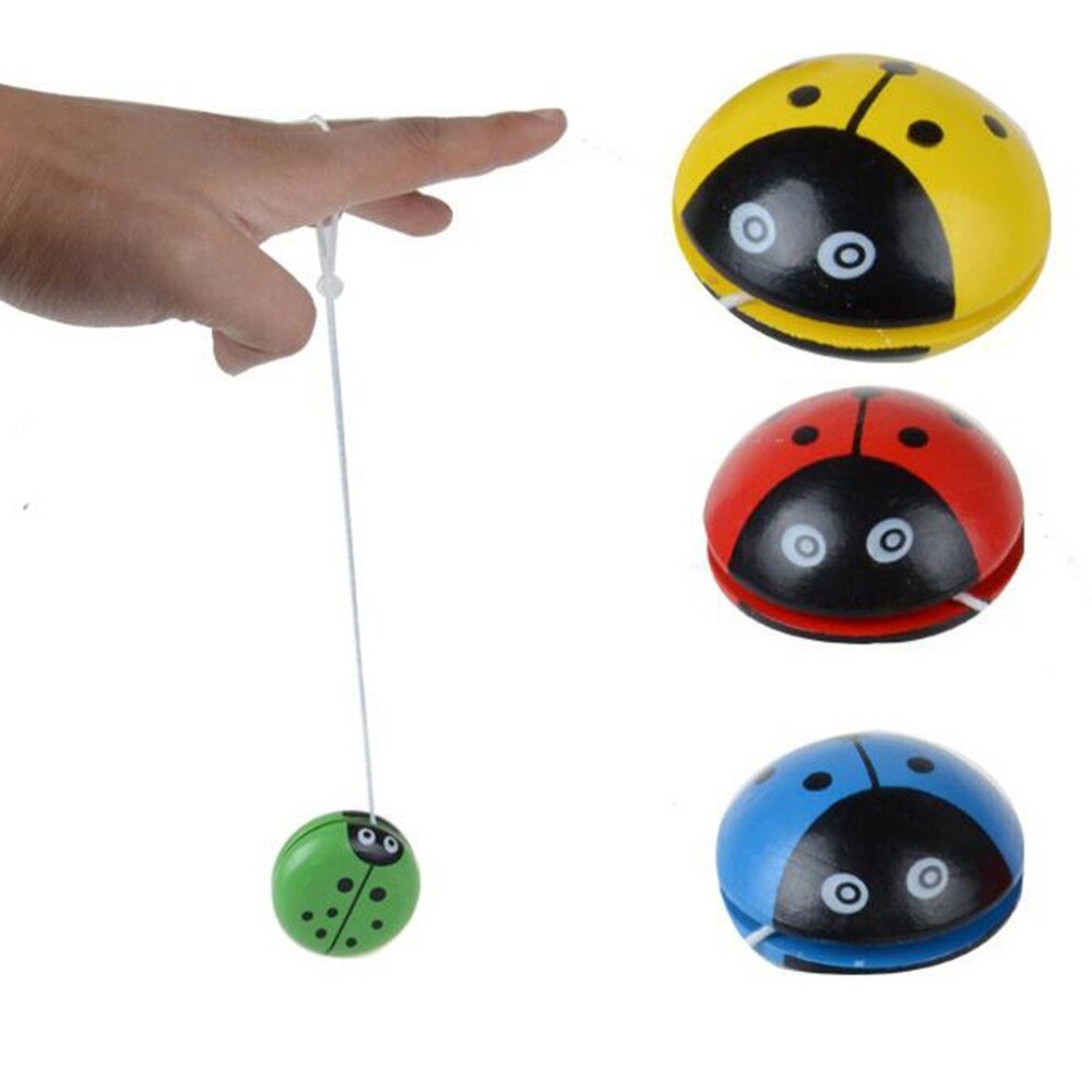 Cute Animal Wooden Yoyo Toys Portable Ladybug Printing Yoyo Ball For Children Hand-Eye Coordination Development