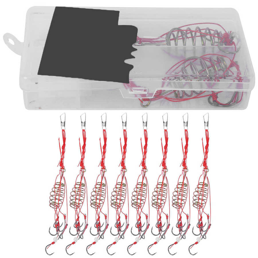 8 Pieces Explosion Fishing Hooks Fishing Lure Bait Trap Feeder Cage Sharp Fishing Hook with Stainless Steel Springs