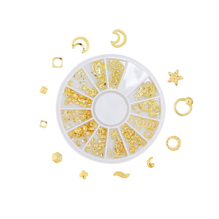1Box Mini Heart Star Moon Gold Nail Art Glitter Metal 3D Frame Jewelry Epoxy Resin Mold Filling For DIY Crafts Making Decoration: Style 02