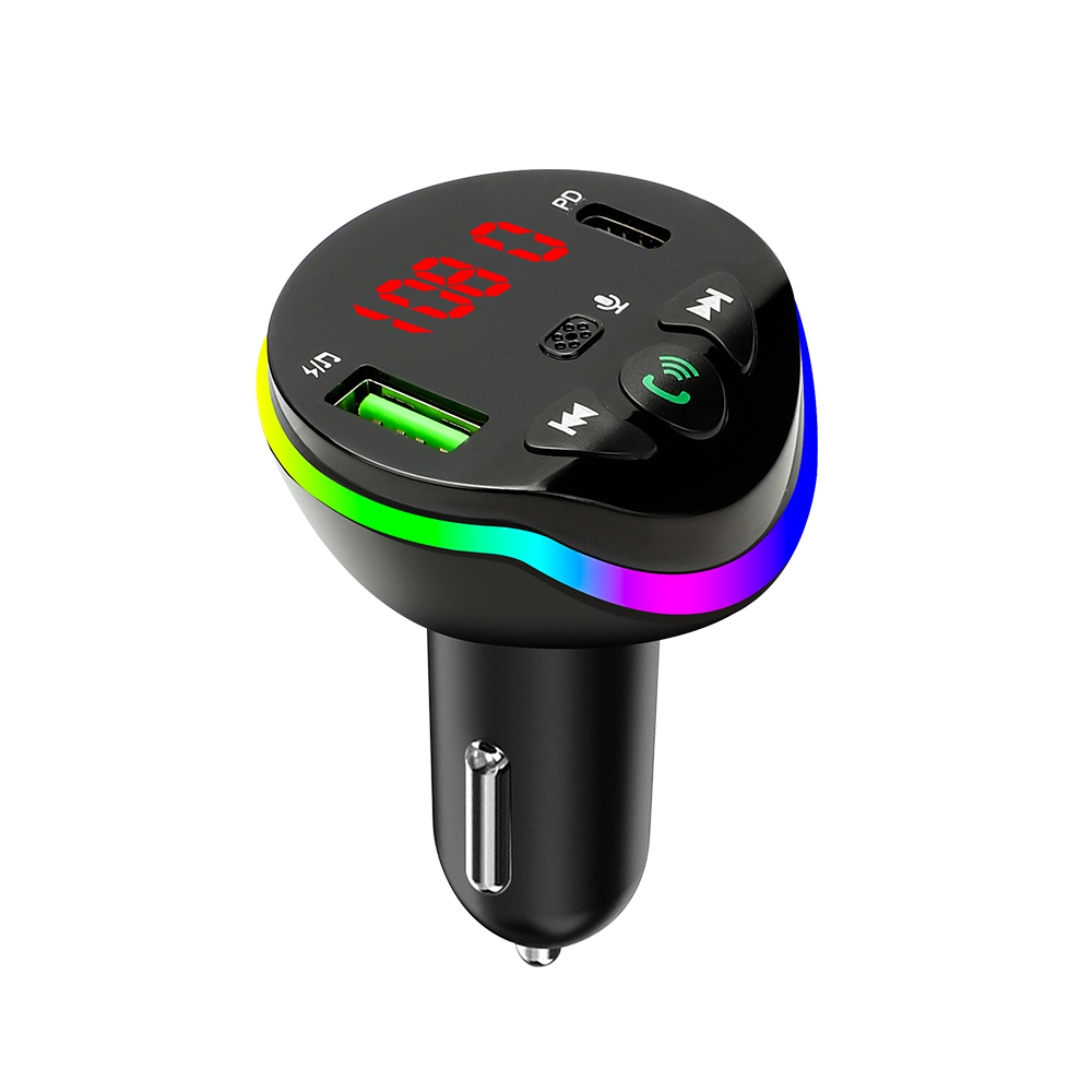 Carro transmissor fm bluetooth 5.0 kit carro mp3 modulador player receptor de áudio handsfree com 3 em 1 cabo carga acessórios do carro: CINZA