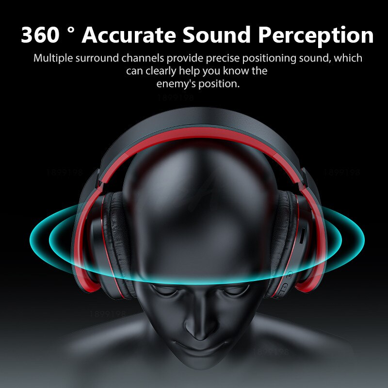 HiFi Stereo Bluetooth Headphone with Mic Foldable Wireless Headset Gaming Earphone for Phone Tablet Support FM Radio and TF Card