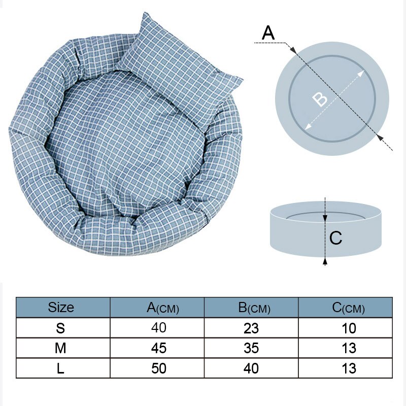 BBmf Winter Warm Cat Bed House Pet Cat Lounger Sofa Egg Tart Shaped House PP Cotton Cat Bed Soft Plush Cat Mats Big Basket: Dark blue plaid / M