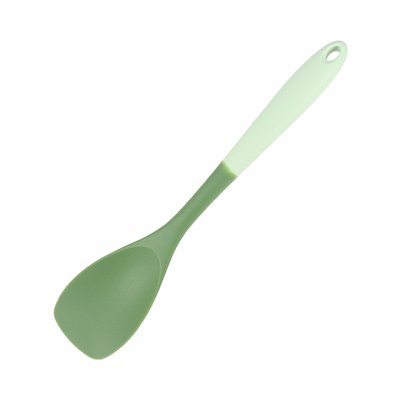 6-delige siliconen keukengereiset: Chinese spatel, soeplepel, gleufdraaier, pastellepel, salade- en honingschrapers voor Non-S: Licht Geel