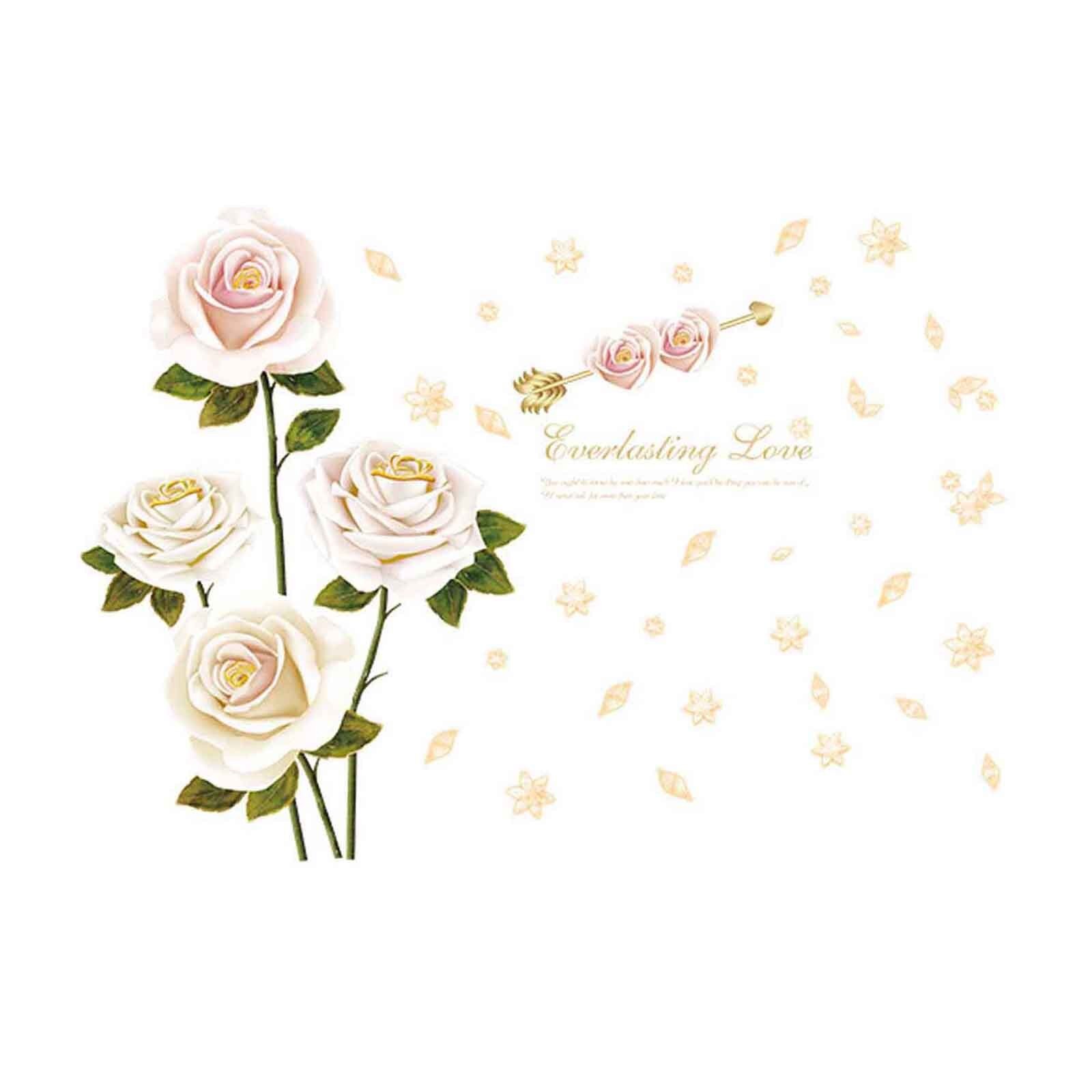 Rose Bloemen Muursticker Art Nursery Decals Kinderkamer Home Decor Pvc Muursticker Wit Rose Home Decor #45