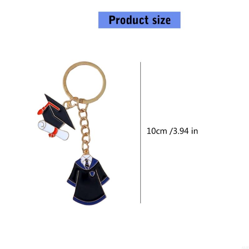 652F Academic Dress and Mortarboard Key Ring for Graduates and Educators Student Jewelry Graduation Ceremony Souvenir