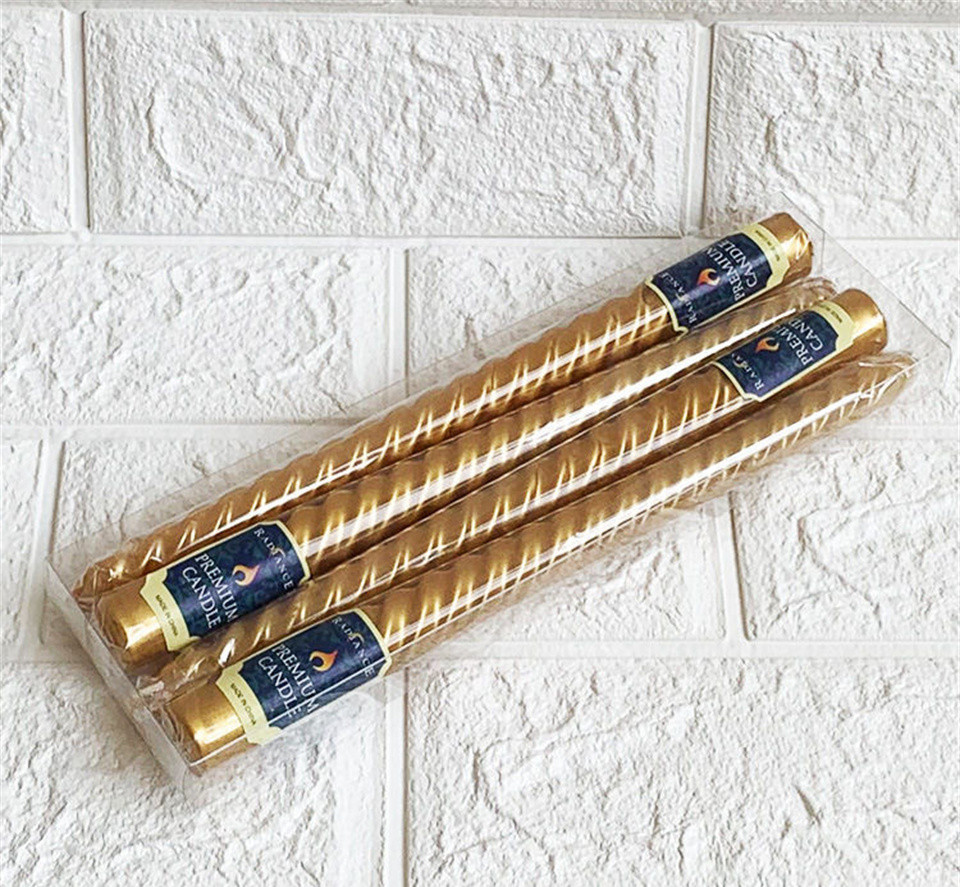 4PCS/Set European Long Threaded Candle Paraffin Stick Candle For Hotel Home Candlestick Dinner Decor Valentine's Day Decoration: Gold