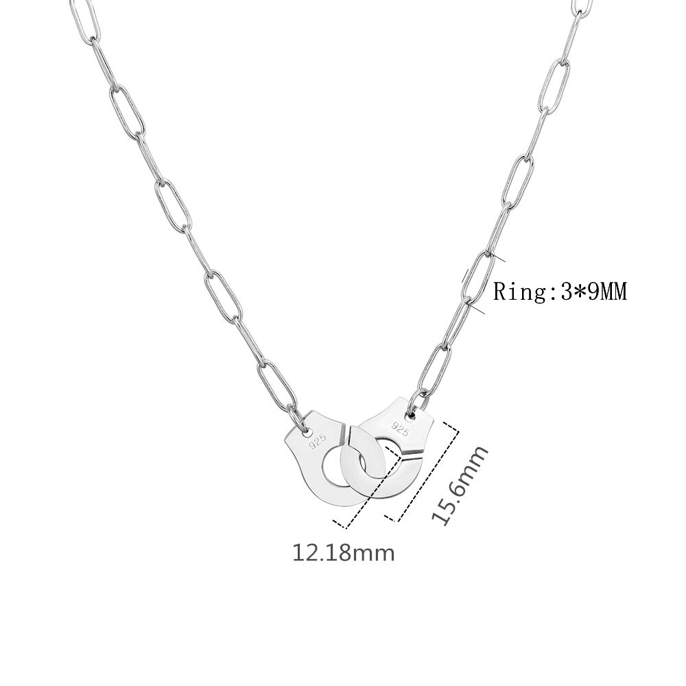 Moonmory S925 ciondolo e collana con manette in argento Sterling per donna collana con manette a catena in argento Menottes bianchi all'ingrosso