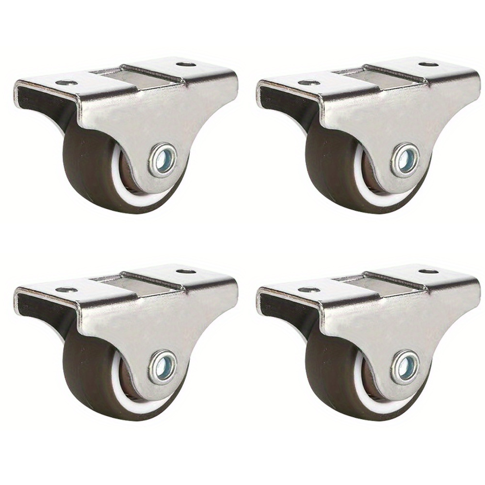 Ruote girevoli per mobili piccoli da 4 pezzi da 1 pollice Ruota girevole in gomma a basso profilo Mini ruota girevole silenziosa rigida per cassetto carrello: Default Title