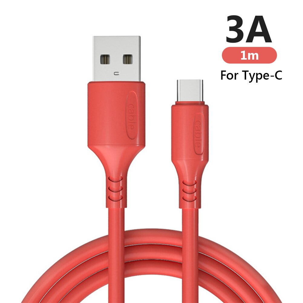 1m 3A USB Typ-C Android Mikro Flüssigkeit Silikon Schnelle Ladekabel Daten synchronisieren Für IPhone Samsung Huawei ehre Xiaomi Redmi: For art C rot