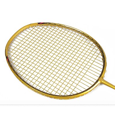 Carbon Badminton Rackets Padel Super Light 5U Racket With Strings Bags Carbon Fiber Racquet Strung Free Grip: Gold