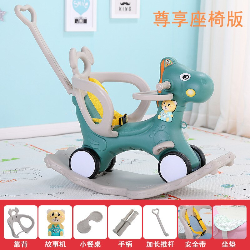 Multifunction Flash Wheel Kids Horse Rocking Chair Baby Ride on Toys Push Trolley 0-36 Months