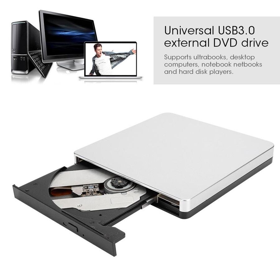 Usb 3.0 dvd-brander met aluminium behuizing, externe optische schijven voor desktop-notebookcomputers