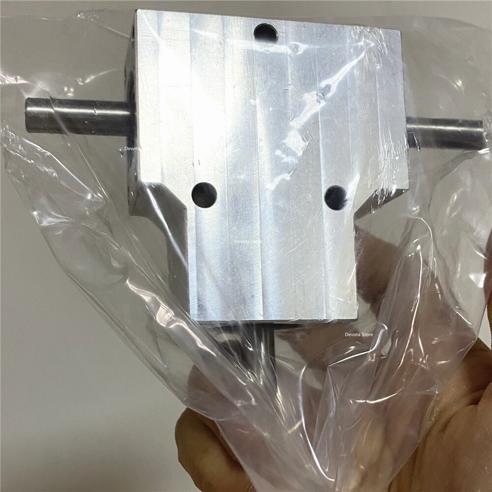 Kraftig spiralformet girkasse 8mm dobbel utgangsaksel 1:1 90 ° vinkel enhet vanntett aluminiumskasse