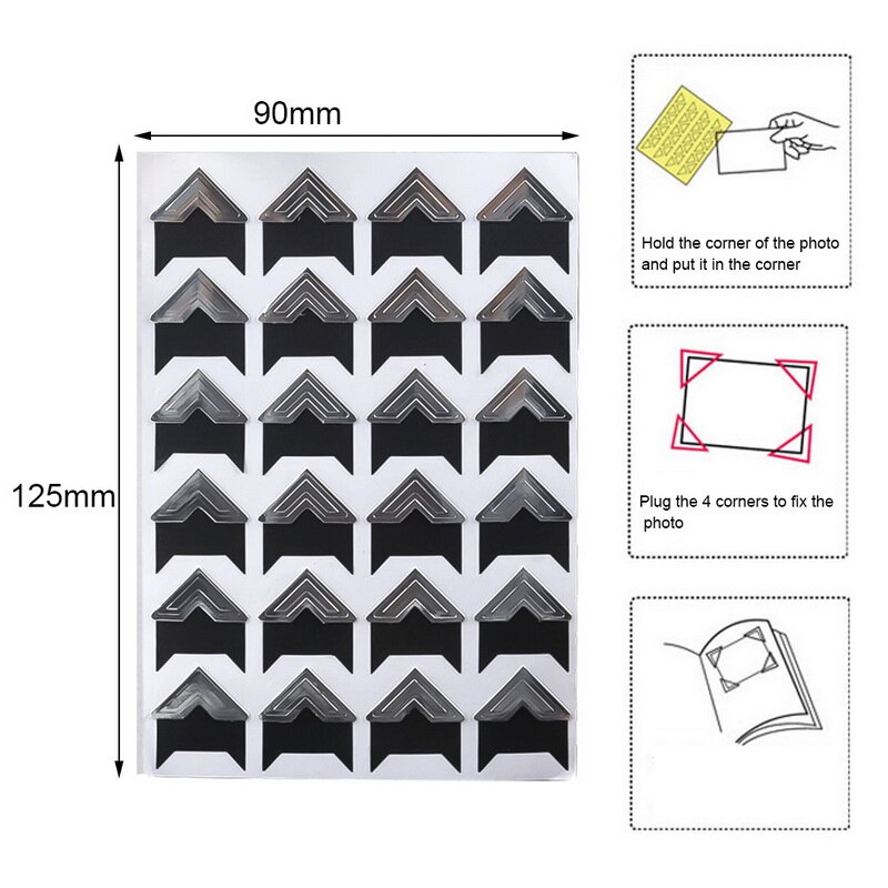 Hoomall Album Photo Scrapbook Photo coin protecteurs Vintage bricolage à la main autocollant décor pour Scrapbooking Albums cadre décor: sliver
