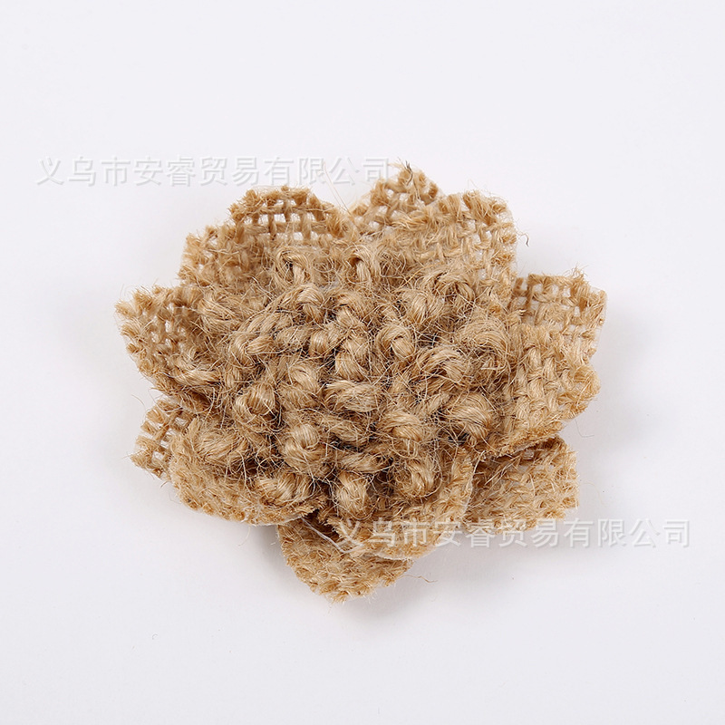 Mezcla de 10 Uds. De flores de arpillera de yute Vintage, flores rosas de arpillera hechas a mano para manualidades florales DIY, decoración para de boda y Navidad