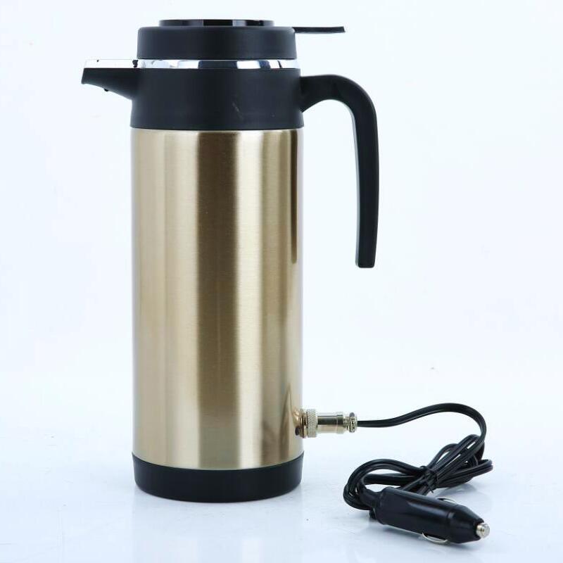 Hervidor eléctrico de agua para vehículo, taza de calefacción de aislamiento térmico para camión de viaje, tetera de coche, botella de 1.2L, 12V/24V