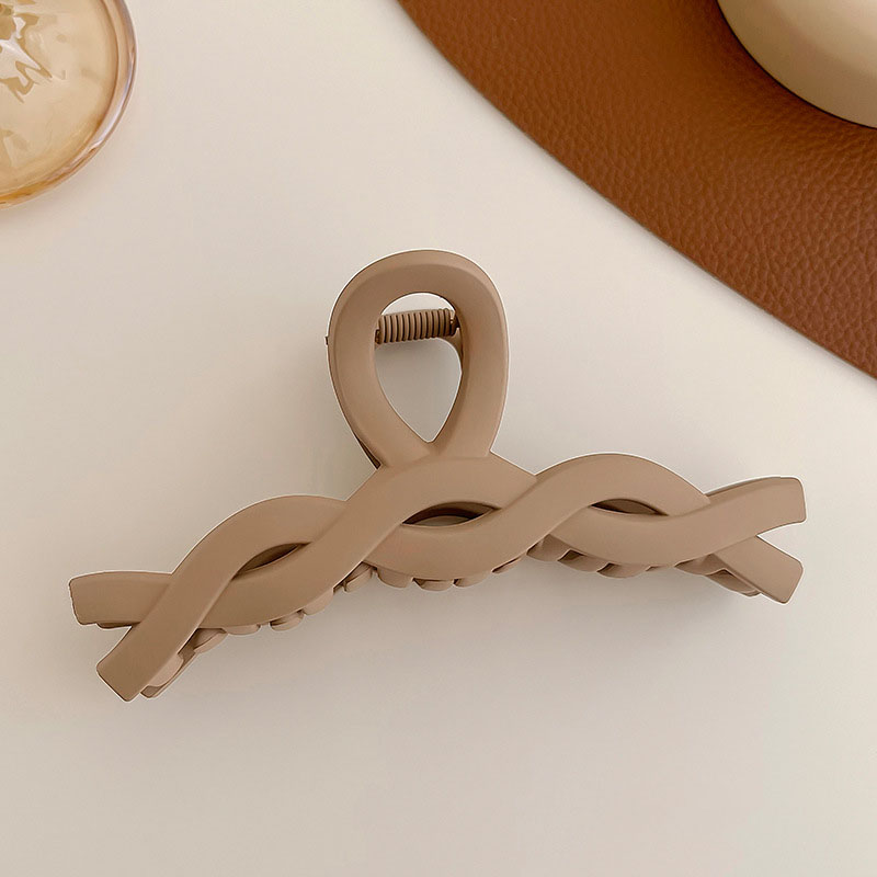 Pinza para el pelo geométrica con flor marrón y Beige para mujer, pinza para el pelo sólida con temperamento, horquilla dentada, accesorios para el cabello a la: Gris oscuro