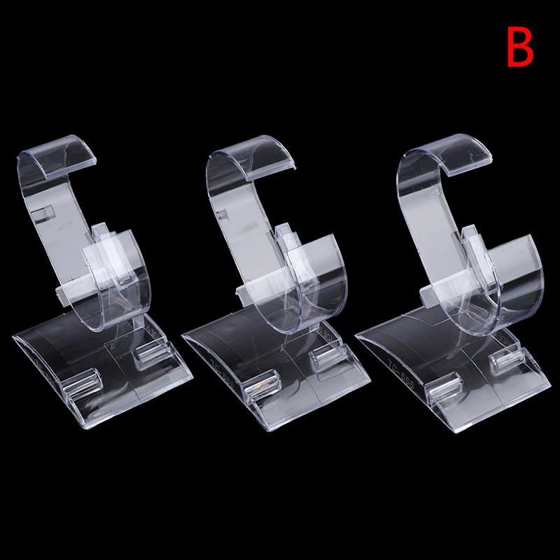 3 st klart genomskinligt armbandsur fodral akryl klocka displayhållare stativ rack utställningsverktyg: B