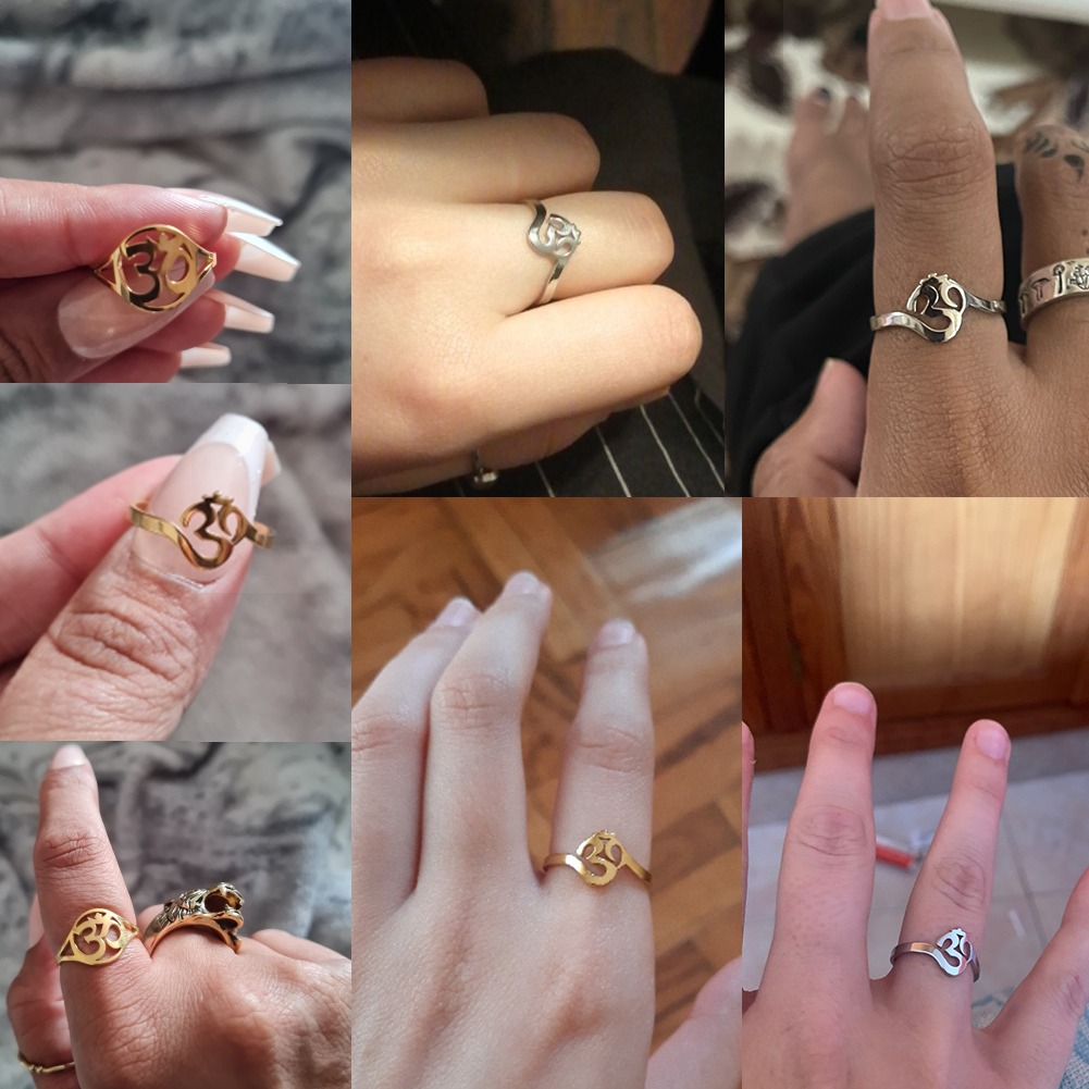 Unift Buddhism Hindu Yoga Om Aum Rings For Women Supernatural Talisman Stainless Steel Amulet Jewelry Religious Meditatio