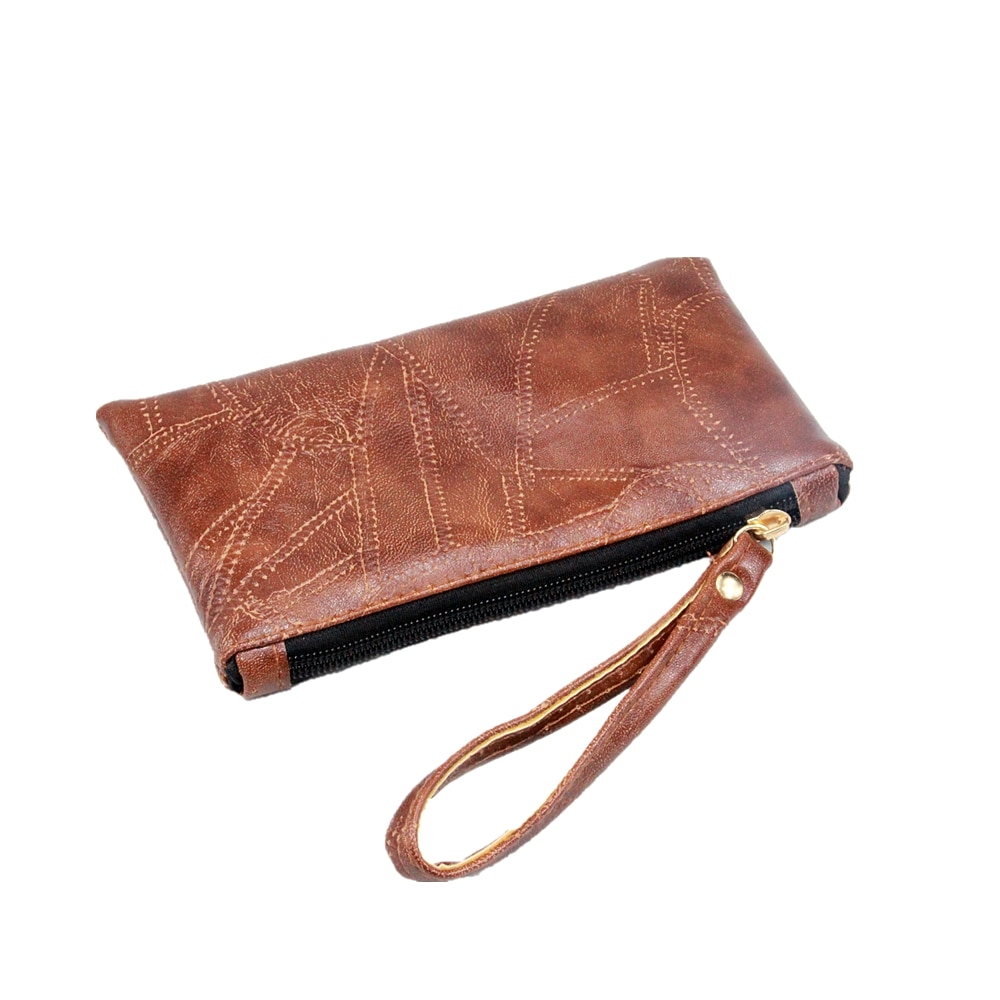 Lralra patchwork heren dames portemonnees pu leren tas rits clutch portemonnee telefoonhouder polsbandje draagbare handtas feest winkelen