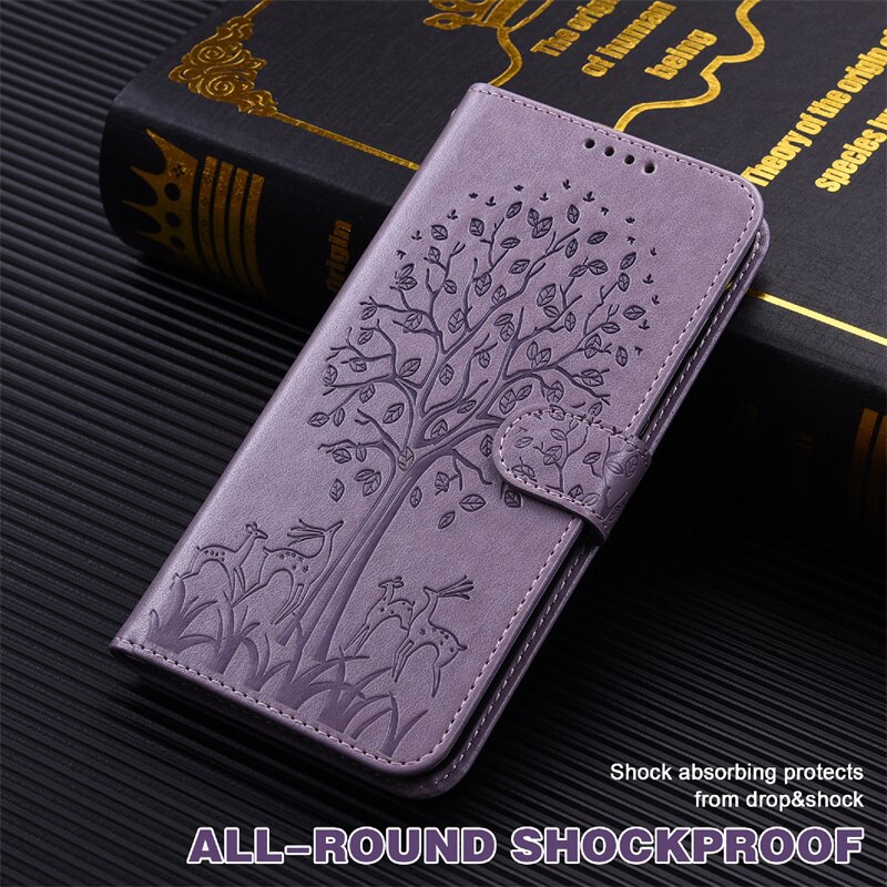 A23 A 23 5G SM-A235M custodia Stand libro portafoglio Coque per Samsung Galaxy a23 a33 a53 custodie in rilievo cervo albero fondina Flip Shell Bag: A23 5G / Viola