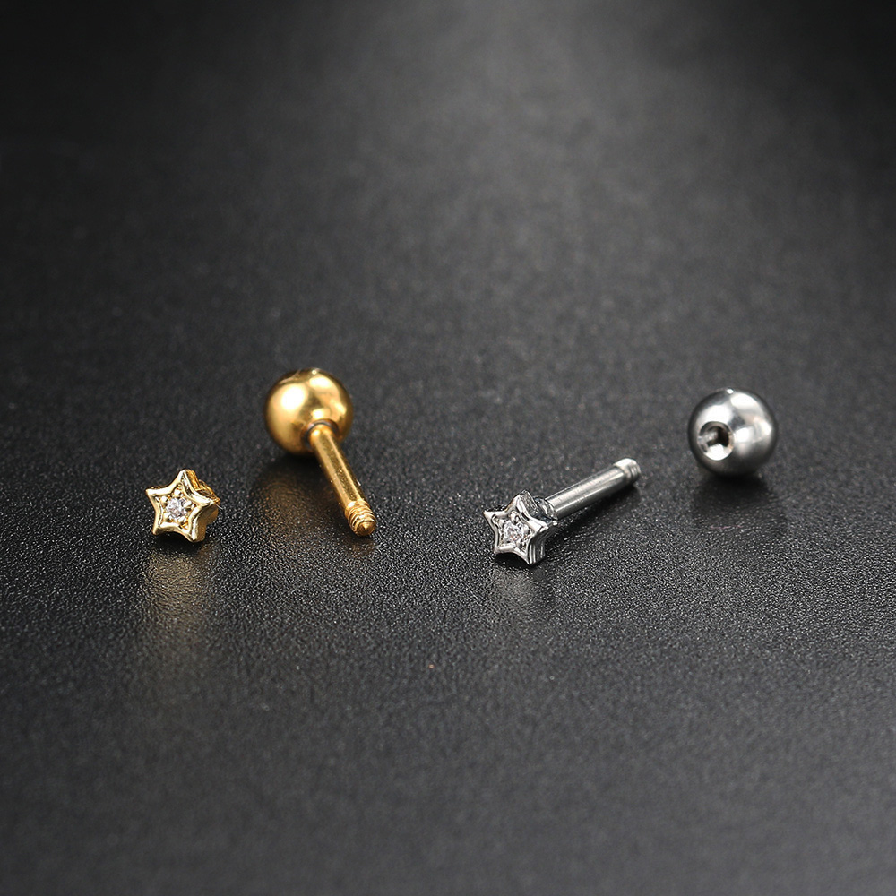 Daith-pendientes Piercing para oreja para mujer, joyería 2024, 1 pieza, Color dorado, estrella, serpiente, Tragus, hélice, tabique, Piercing de acero inoxidable