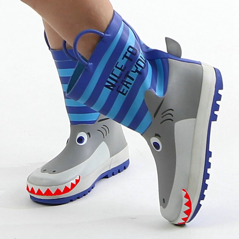 Cartoon Haai Kinderen Regen Laarzen Jongen Meisje Waterdichte Schoenen Mode 3D Gedrukt Kinderen Rubber Laarzen Antislip Baby water Schoenen