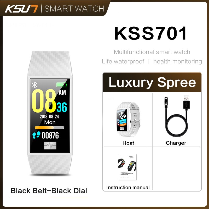 Ksun KSS701 Smart Horloge Fitness Armband Miband Band 3 Grote Touch Screen Oled Bericht Hartslag Tijd Smartband: KSS701-W