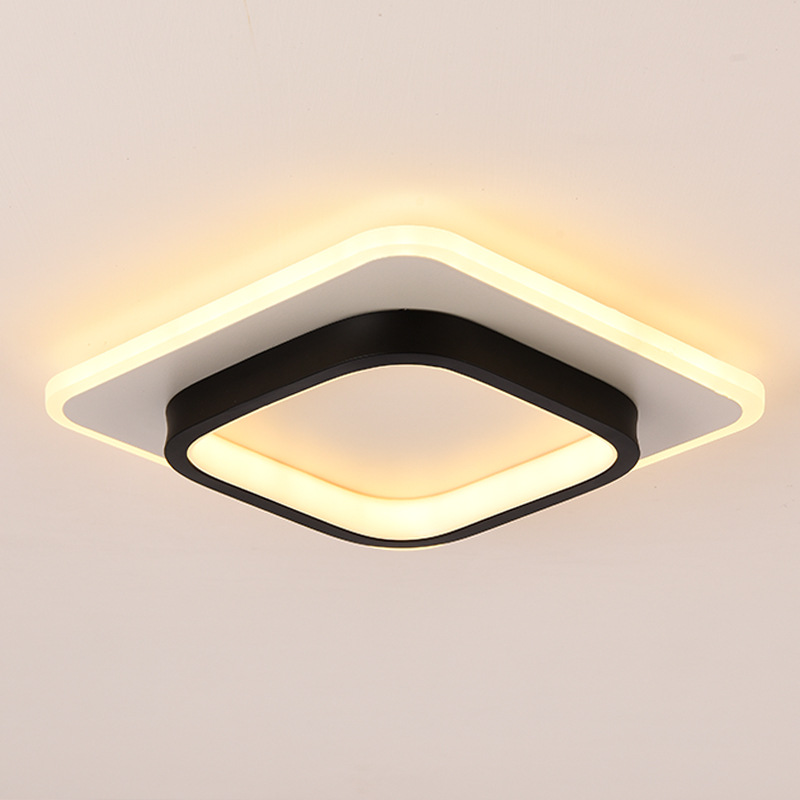 Nordisk firkantet rund sort/hvid korridorbelysning soveværelsesbelysning loftslampe led moderne indbygget balkonloftslampe
