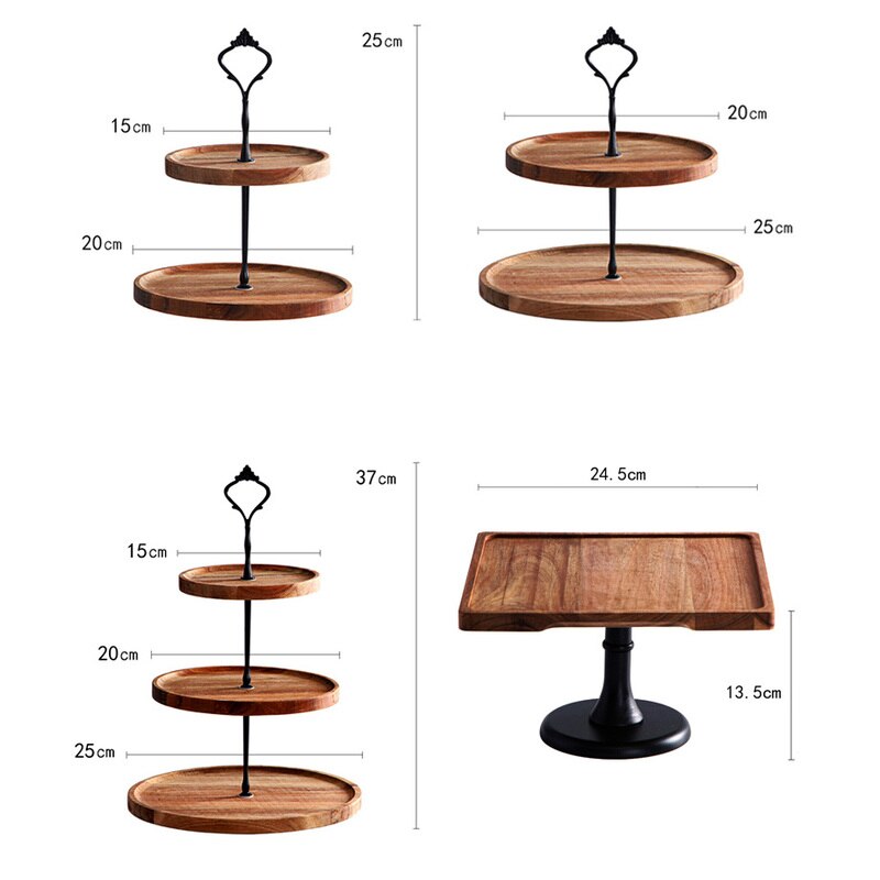 Wooden Cake Tool Set Dessert Pastry Display Stand Glass Cover Party Decoration Tall Cake Tray Home Decoration