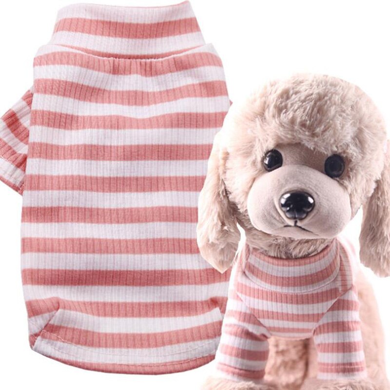 Elastische Dieptepunt Shirt Hond Gestreepte Kleding Katoen Warm Winter T-shirt Kat Puppy Cosstume Apparel Doggyzstyle