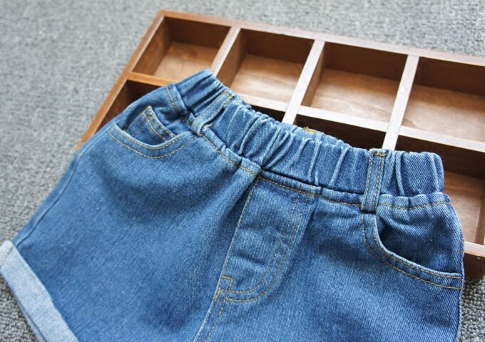 Piger denim shorts sommer børn tøj børn jeans bukser shorts bomuld løs afslappet lige shorts