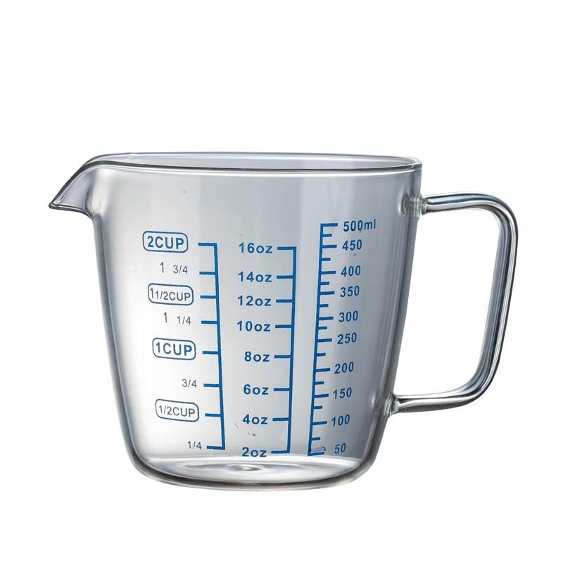 Hittebestendig Hoge Borosilicaatglas Maatbeker Met Schaal Voor Huishoudelijke Keuken Koken Kids Dieet Keuken Accessoires: 500ml no lip