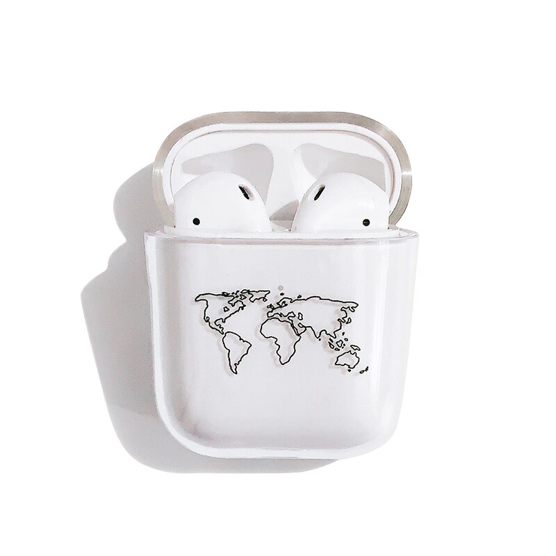 Cubierta protectora de Auriculares inalámbricos con bluetooth pintada con mapa de línea, carcasa dura transparente aplicable a airpods de 2 Generación