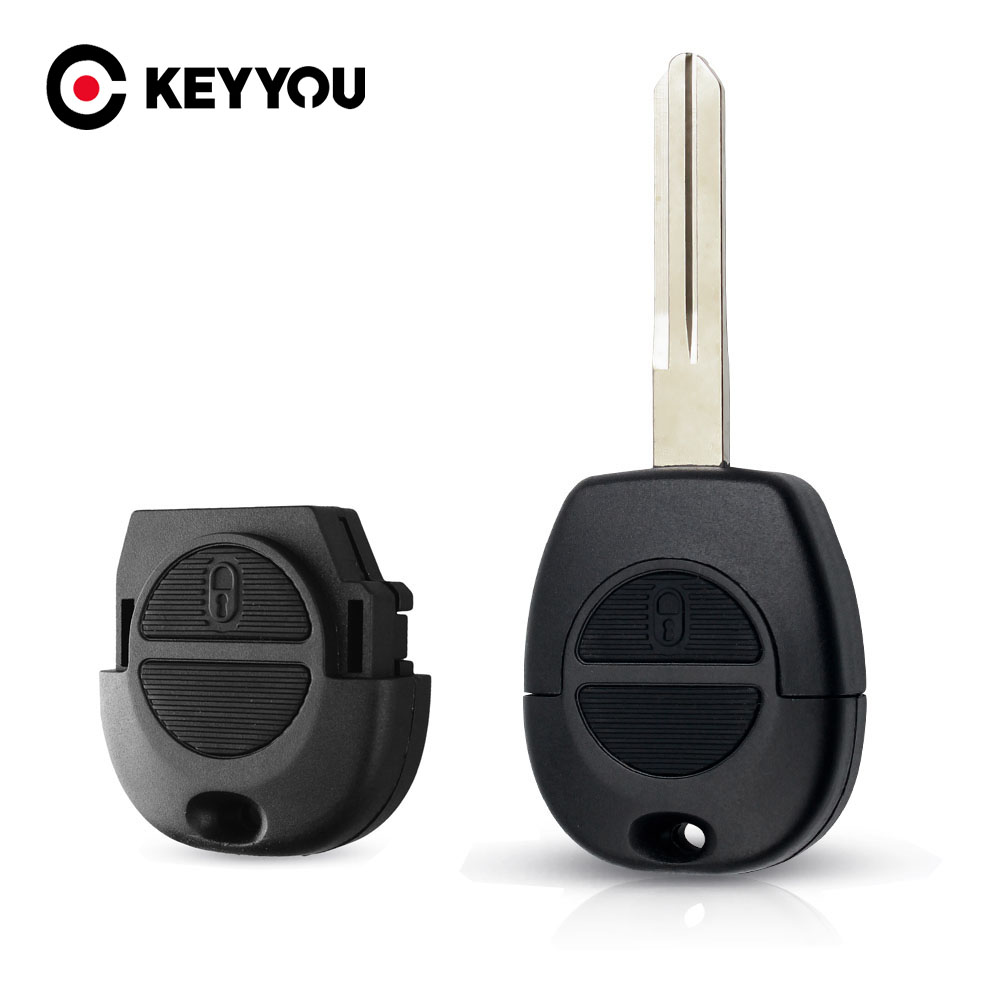 KEYYOU carcasa de llave remota 2 botones para NISSAN Pulsar Patrol Primera Xtrail Terrano Almera Micra NSN14 hoja Fob reemplazar funda de llave