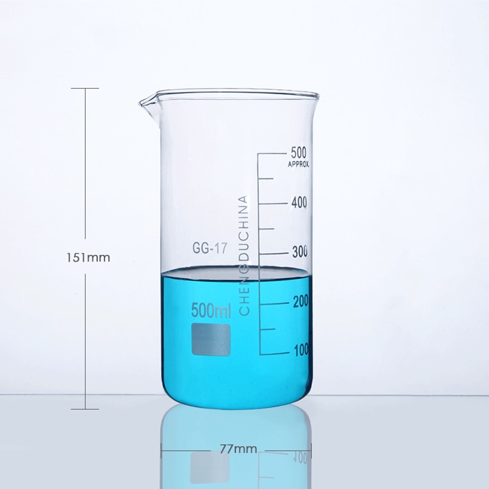 Laboratory Measuring Glass Beaker Glass Tall Form Beaker Graduated High Borosilicate Glass Measuring Cup 500ml